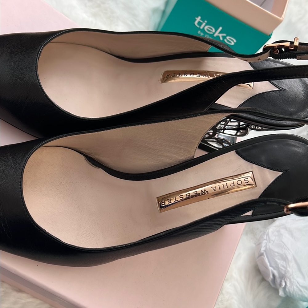 Sophia Webster Black Slingback Heels with Pointed Toe